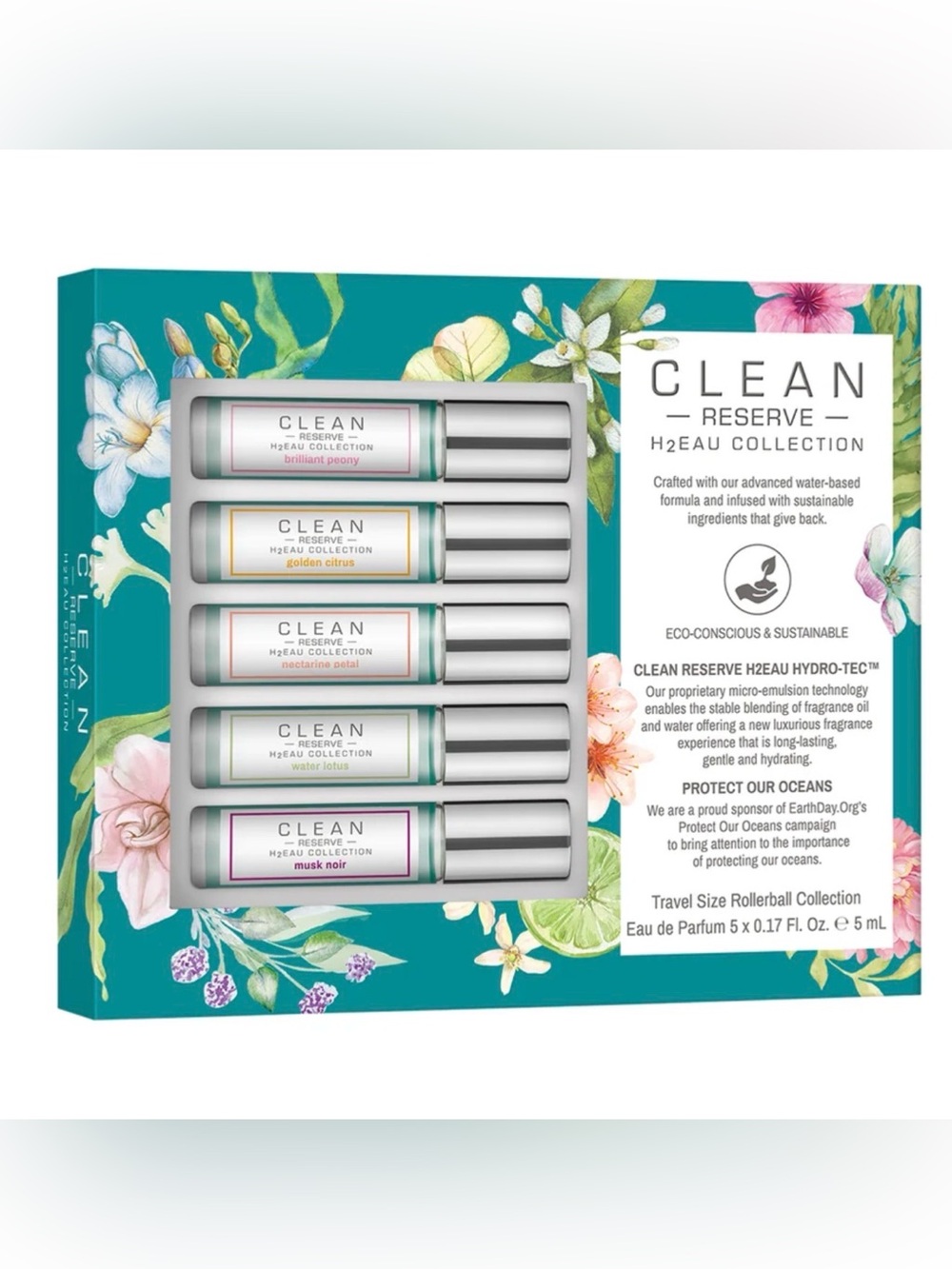CLEAN Reserve H2EAU Collection Travel Rollerball Set - Teal Floral